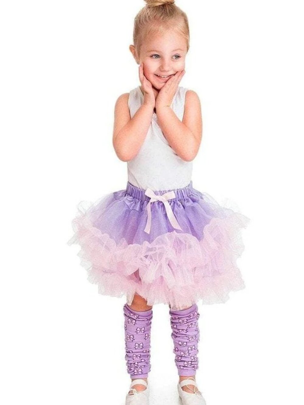 Lavender & Light Pink Ruffled Tulle Pettiskirt w Satin Bow by Little Adventures